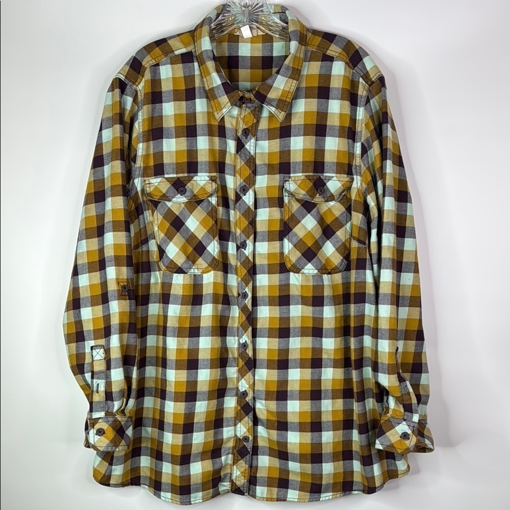 Duluth Trading 74762 Plaid Cotton Long Sleeve Button Down Shirt 3X